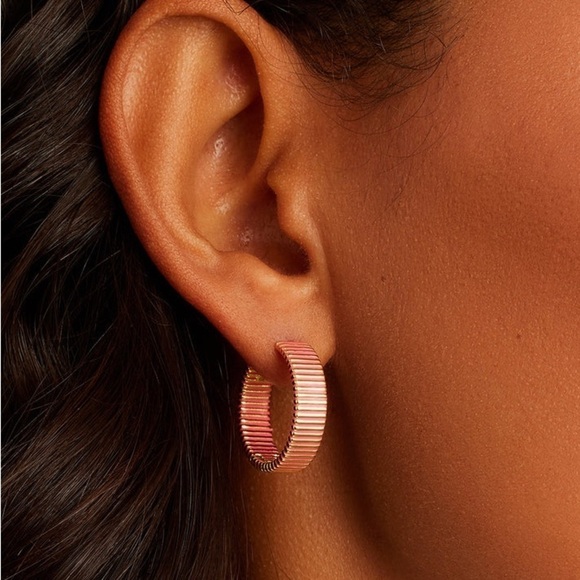Gorjana New 18k Gold Plated Brass Catalina Enamel Hoops Pink - Picture 3 of 5